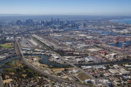 Aerial Image of WEST MELBOURNE LOOKING TOWARD MELBOURNE CBD