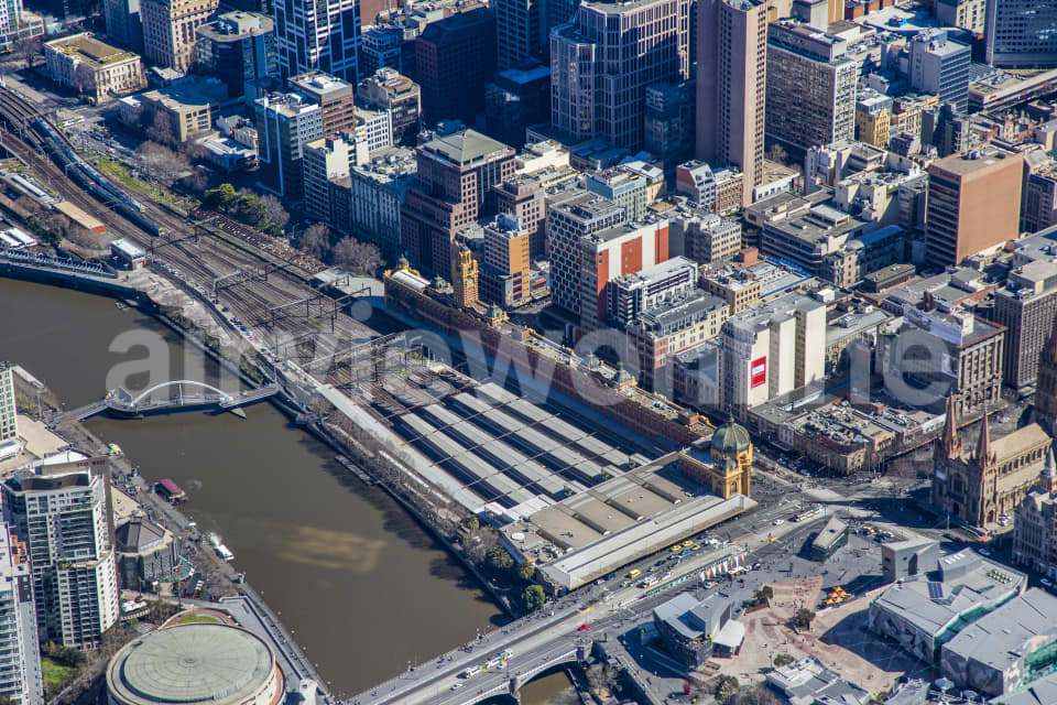 Aerial Image of Federation Square And Flinders St Station