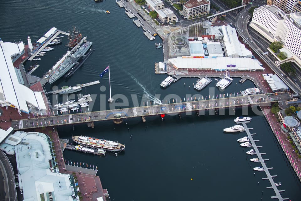 Aerial Image of Pyrmont Bridge Dusk