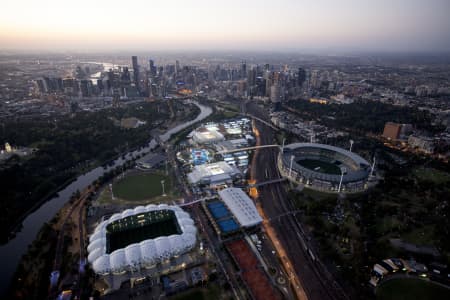 Aerial Image of MELBOURNE PARK AT DUSK
