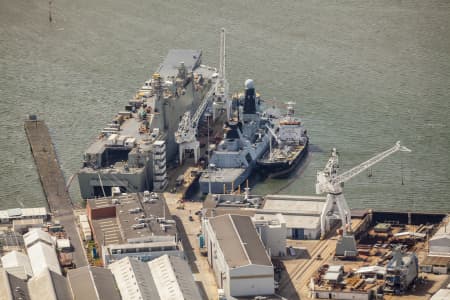 Aerial Image of HMAS CANBERRA UNDER CONSTRUCTION.