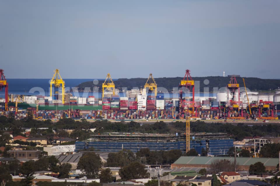 Aerial Image of Container Cranes in Port Botany
