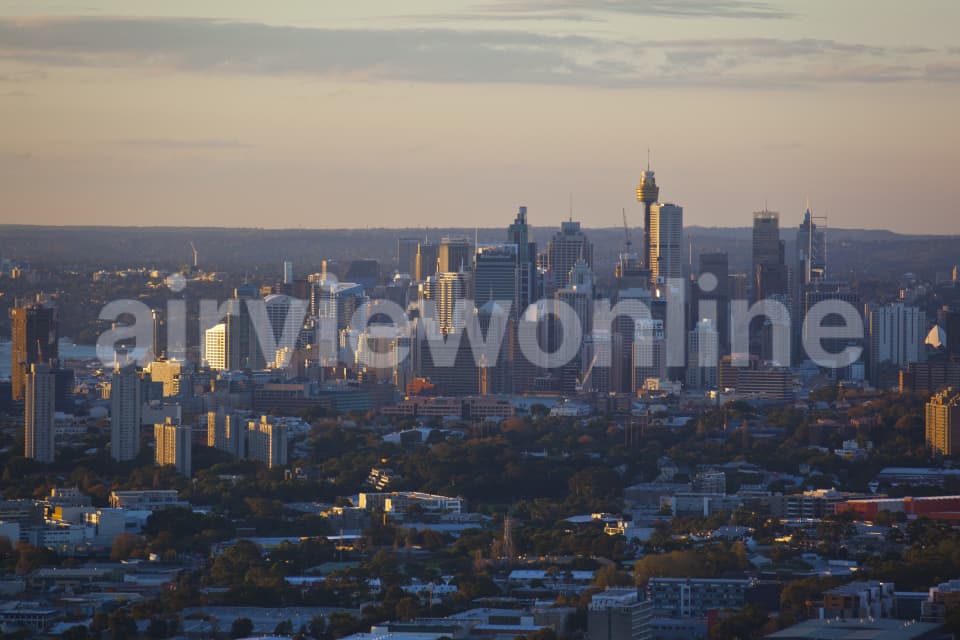 Aerial Image of Alexandria to Sydney CBD Dusk