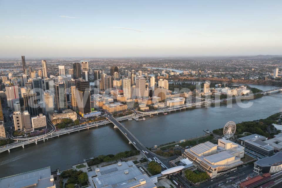Aerial Image of Brisbane City At Sunset