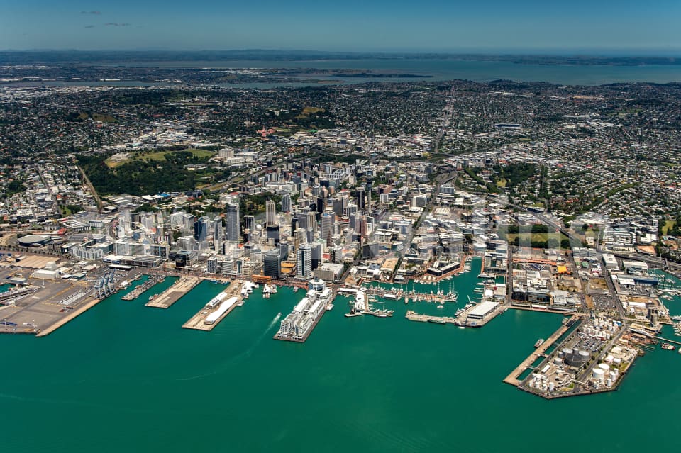Aerial Image of Auckland City Looking  South West To Manukau Harbour