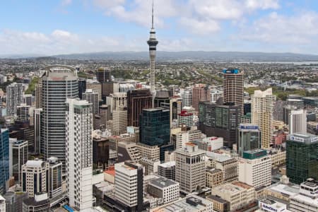 Aerial Image of AUCKLAND CBD CLOSE UP FACING NORTH WEST