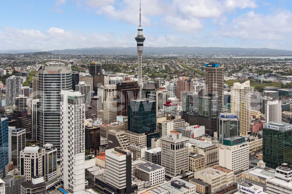 Aerial Image of Auckland CBD Close Up Facing North West