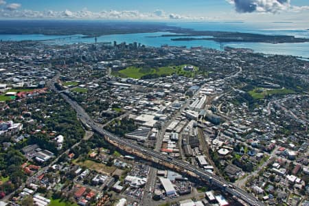 Aerial Image of NEWMARKET LOOKING NORTH TO AUCKLAND CBD AND NORTH SHORE