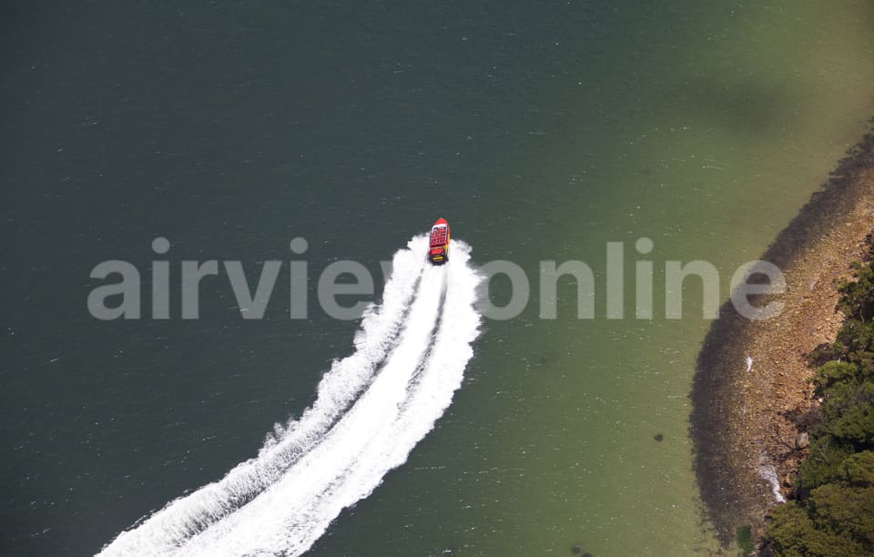 Aerial Image of Speed Boat On The Harbour