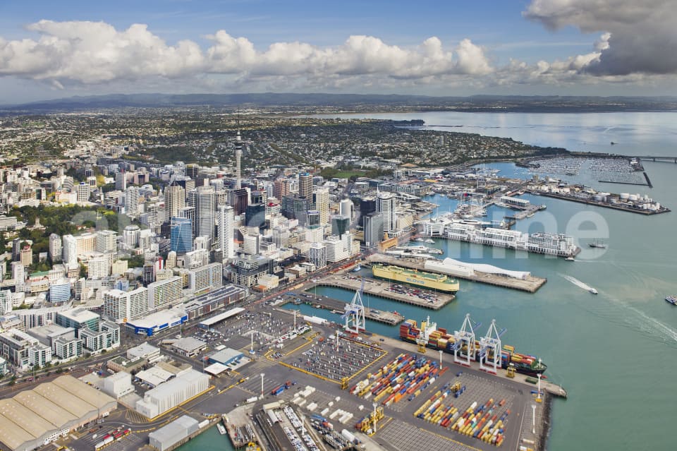 Aerial Image of Auckland City Looking West To Waitakere Ranges