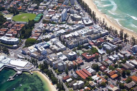 Aerial Image of CLOSEUP OF MANLY CBD AND WHARF