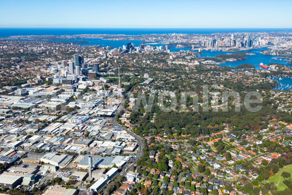 Aerial Image of Artarmon and Lane Cove to Sydney CBD