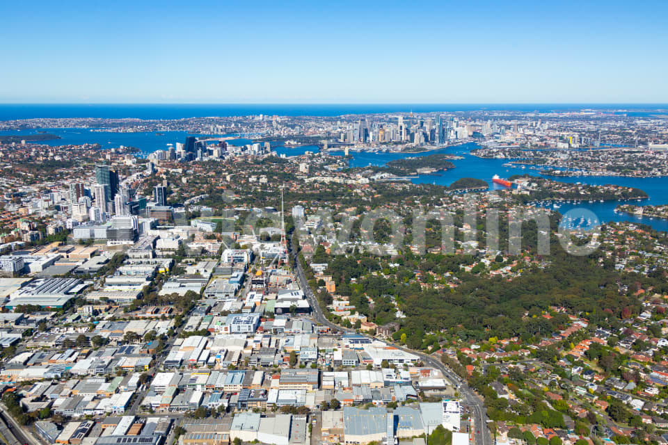 Aerial Image of Artarmon and Lane Cove to Sydney CBD