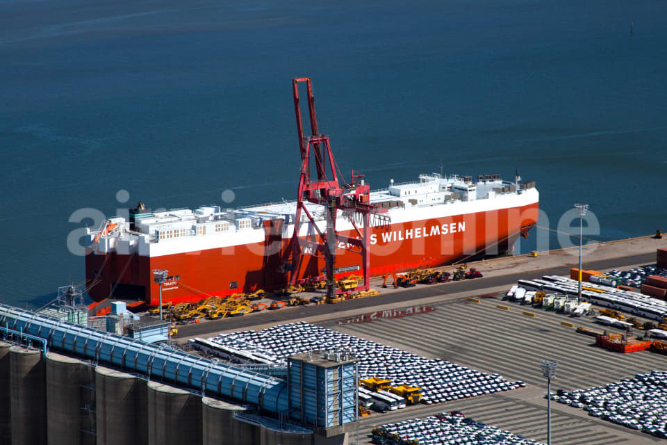 Aerial Image of Car Carrier At The Port Of Brisbane