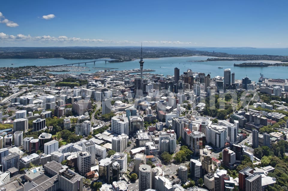 Aerial Image of Auckland CBD Looking North From Symonds Street
