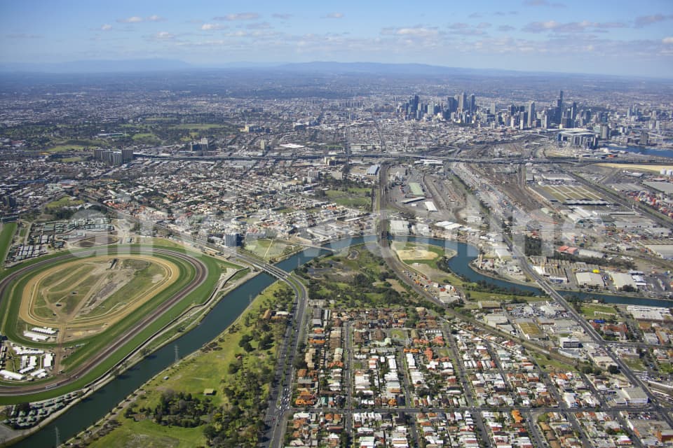 Aerial Image of Flemington Racecourse To Melbourne CBD