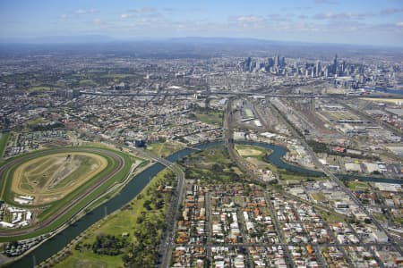 Aerial Image of FLEMINGTON RACECOURSE TO MELBOURNE CBD