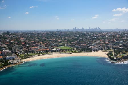 Aerial Image of COOGEE BEACH AND SYDNEY SKYLINE