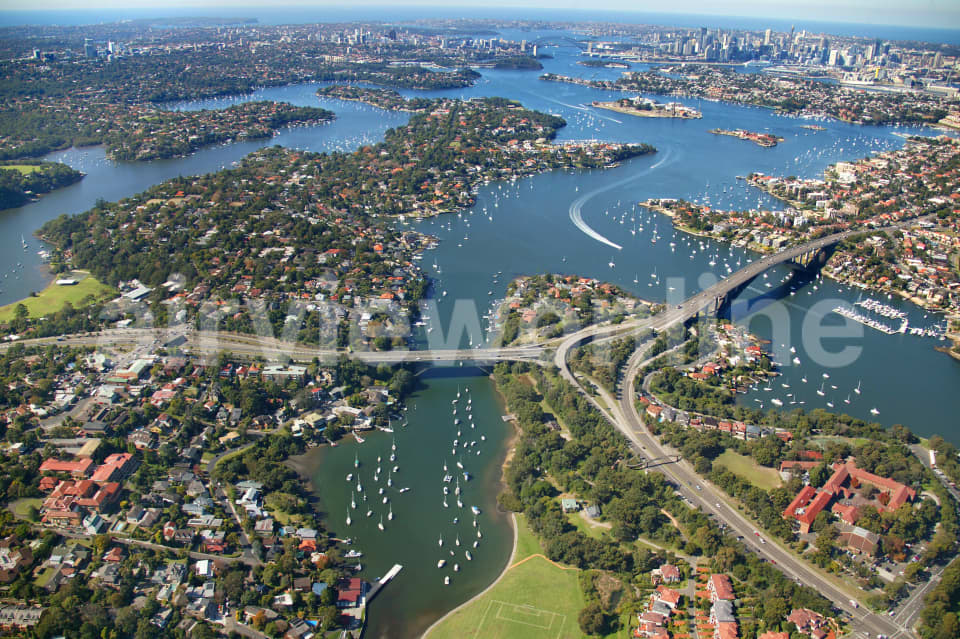 Aerial Image of Huntleys Cove to Sydney Harbour Bridge