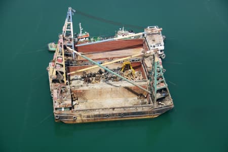 Aerial Image of BARGE, CRANE, TUG