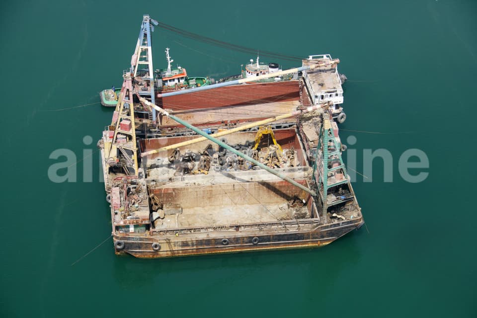 Aerial Image of Barge, Crane, Tug