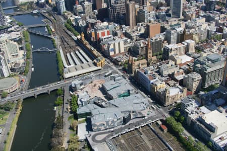 Aerial Image of FEDERATION SQUARE AND FLINDERS STREET, MELBOURNE