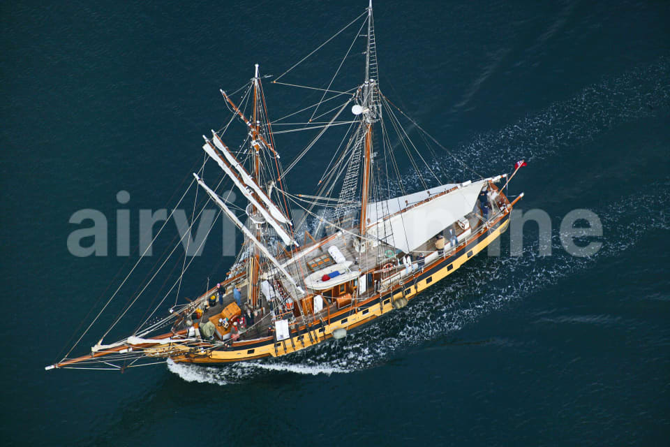 Aerial Image of Ship in Hobart Harbour
