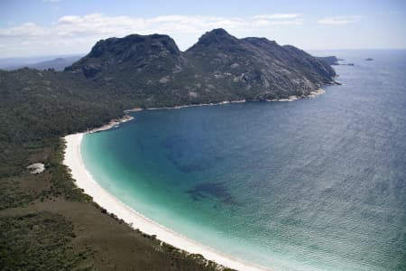 Aerial Image of WINEGLASS BAY AND THE HAZARDS, TASMANIA