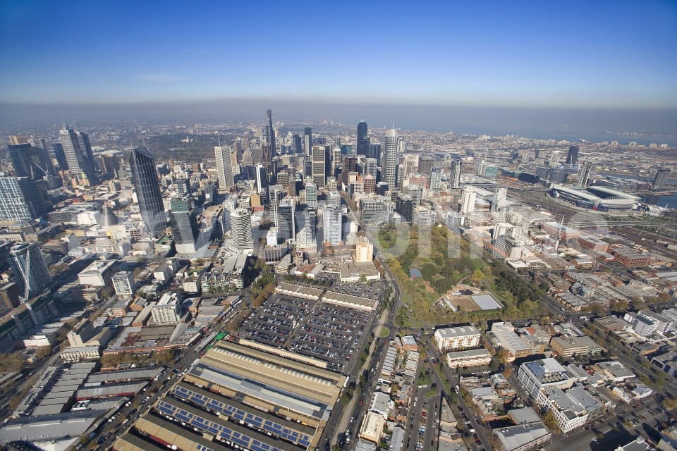 Aerial Image of Flagstaff Gardens and Melbourne