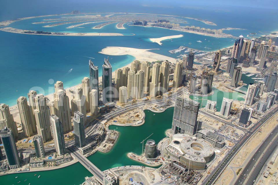 Aerial Image of Dubai Marina and the Palm Jumeirah