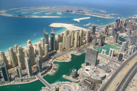 Aerial Image of DUBAI MARINA AND THE PALM JUMEIRAH