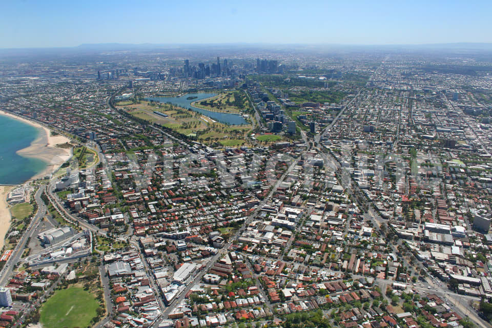 Aerial Image of St Kilda to Melbourne