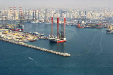 Aerial Image of OIL PLATFORMS IN SHARJAH SEA PORT