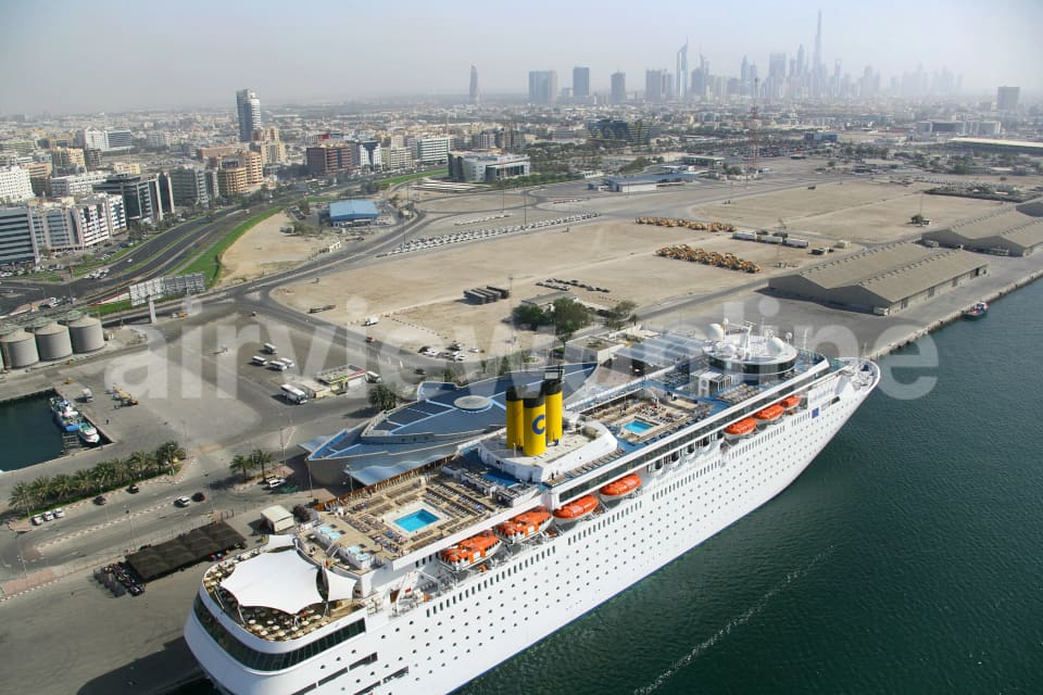 Aerial Image of Costa Romantica at Port in Dubai