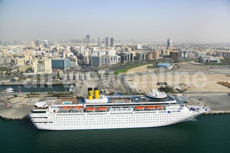 Aerial Image of Costa Romantica at Dubai Cruise Terminal