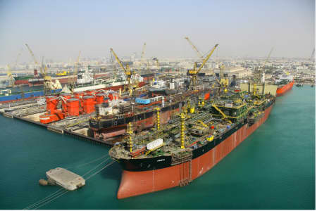 Aerial Image of FPSO GIMBOA AT PORT RASHID DRY DOCKS, DUBAI