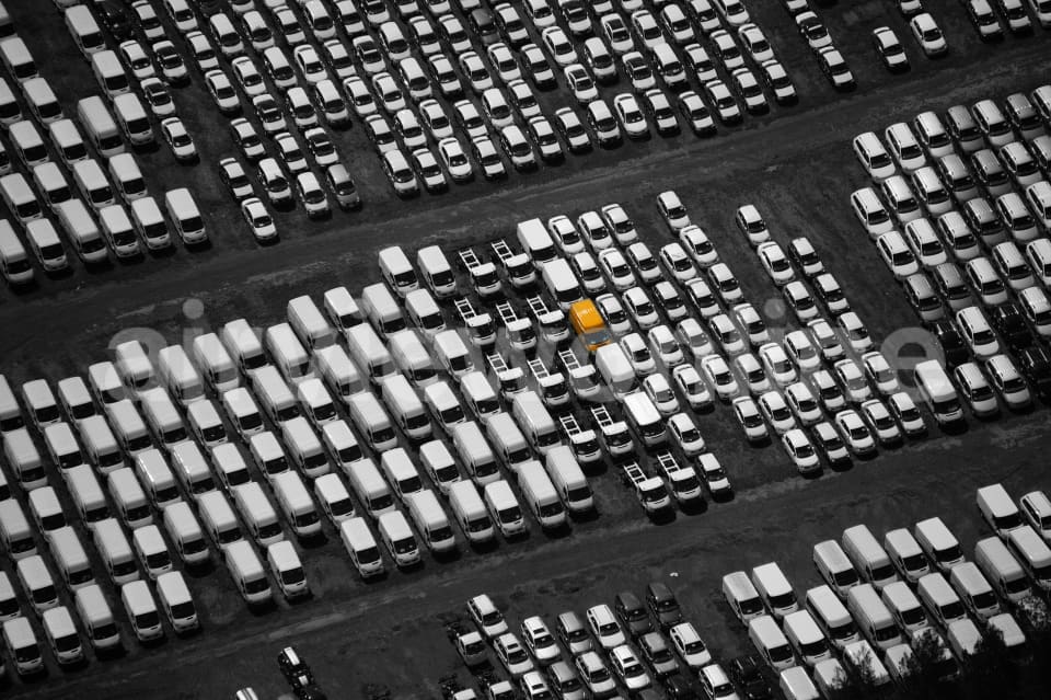 Aerial Image of Yellow Car