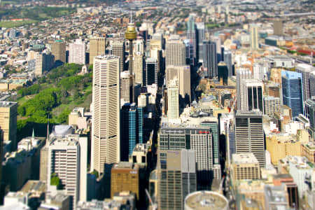 Aerial Image of TILT-SHIFT CLOSEUP OF SYDNEY CBD.