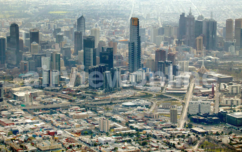 Aerial Image of South Melbourne, Southbank and CBD