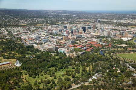 Aerial Image of ADELAIDE BOTANIC GARDENS AND CBD.