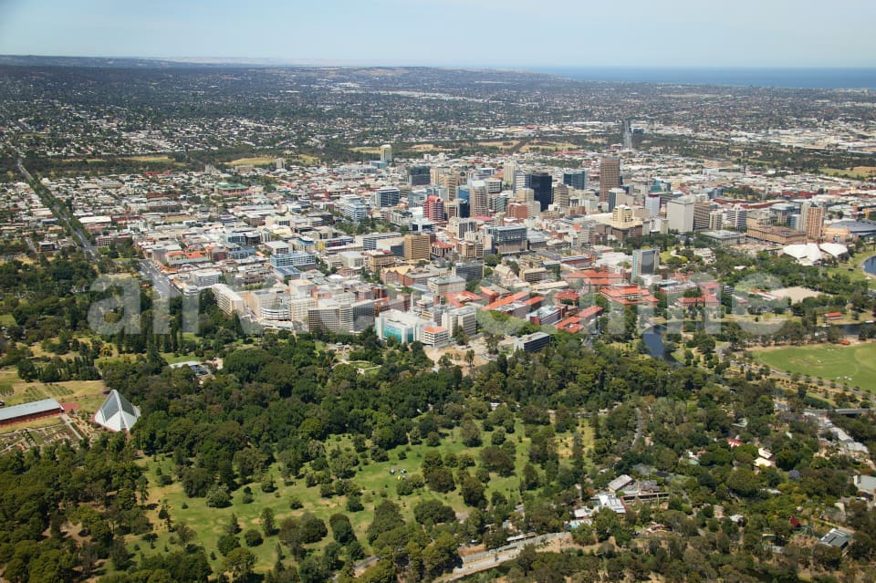 Aerial Image of Adelaide Botanic Gardens and CBD