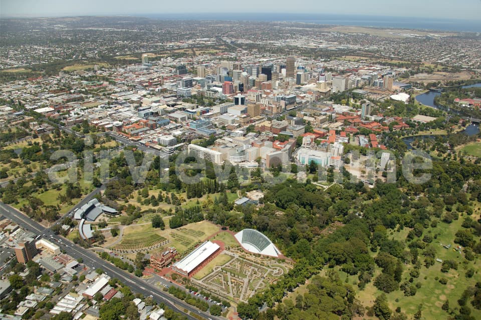 Aerial Image of Adelaide Botanic Gardens and CBD