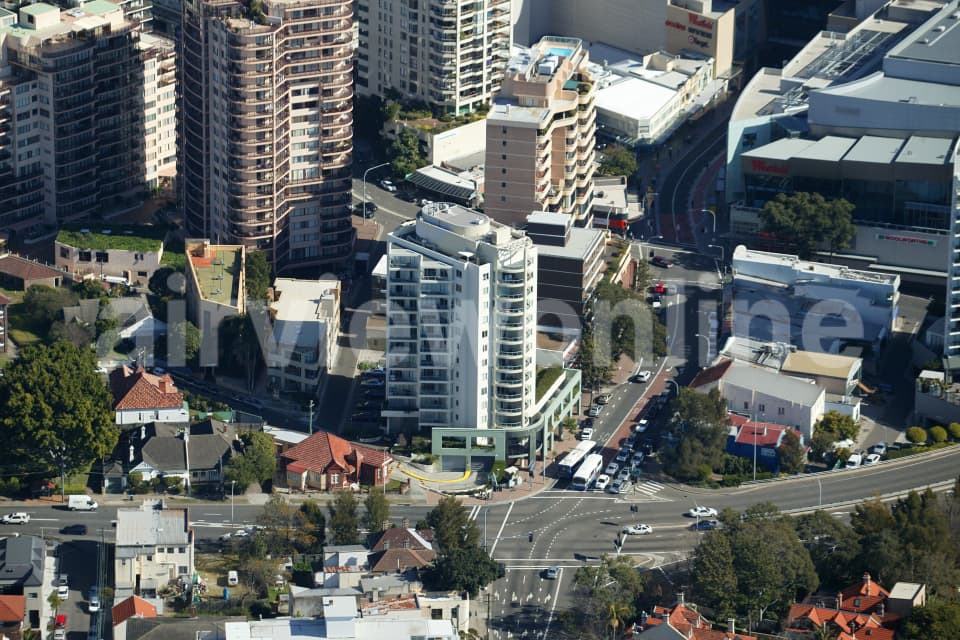 Aerial Image of Intersection of Bondi Road and Oxford Street in Bondi Junction