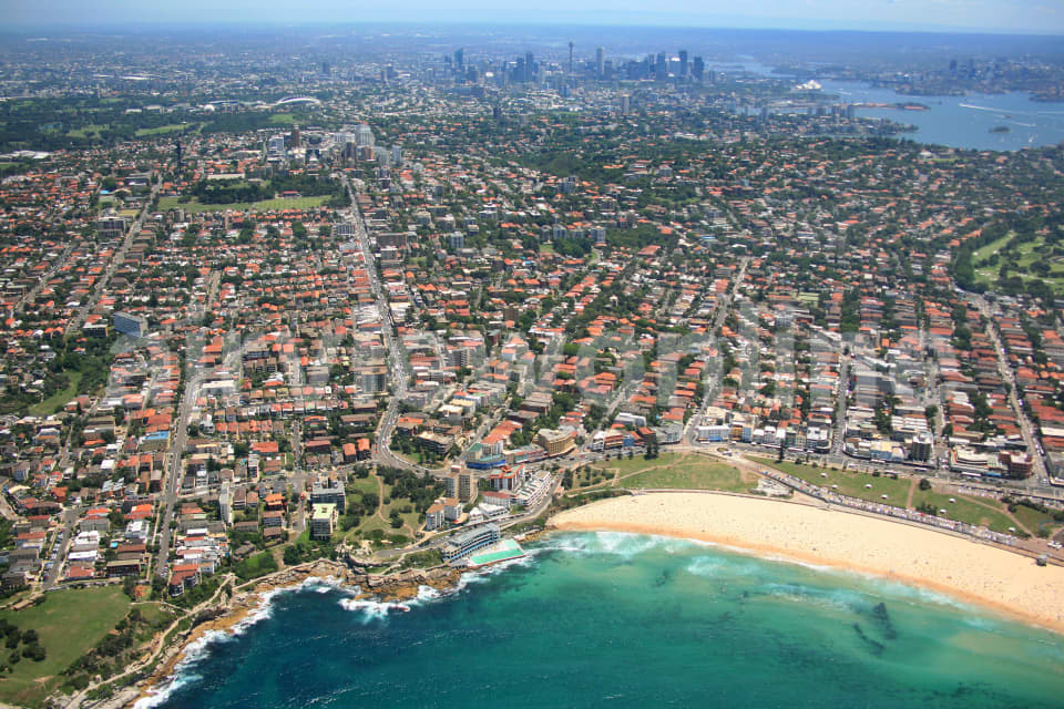 Aerial Image of Bondi Beach to the City