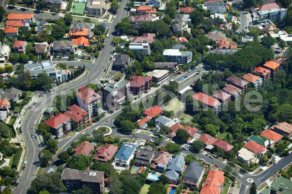 Aerial Image of Victoria Road and Drumalbyn Road in Bellevue Hill