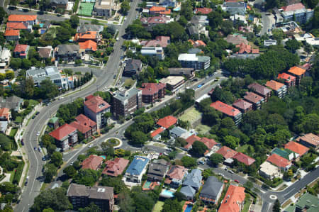 Aerial Image of VICTORIA ROAD AND DRUMALBYN ROAD IN BELLEVUE HILL.