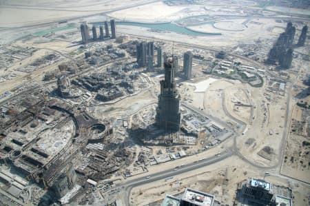 Aerial Image of THE BURJ DUBAI CONSTRUCTION SITE