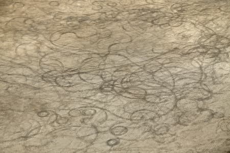 Aerial Image of VEHICLE TRACKS ON DRY LAKE BED.