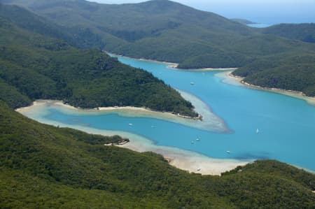 Aerial Image of CLOSEUP OF INLET IN WHITSUNDAY ISLAND.