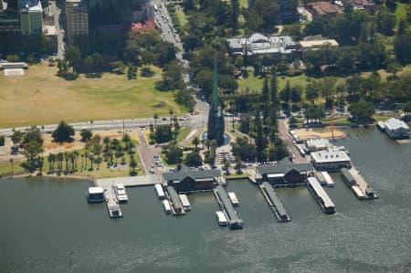Aerial Image of JETTY AND SWAN BELLS TOWER PERTH.